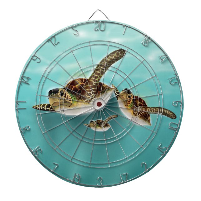 Sea Turtles art print. Dartscheibe (vorne)