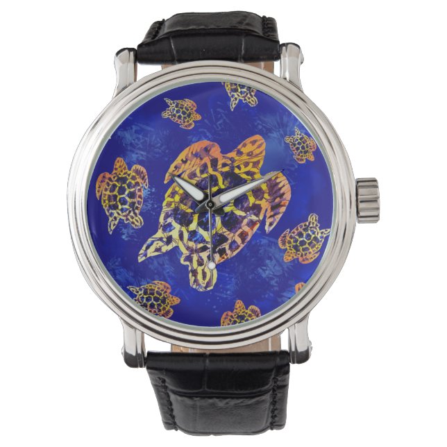 Sea Turtles Batik African Art Armbanduhr (Vorderseite)