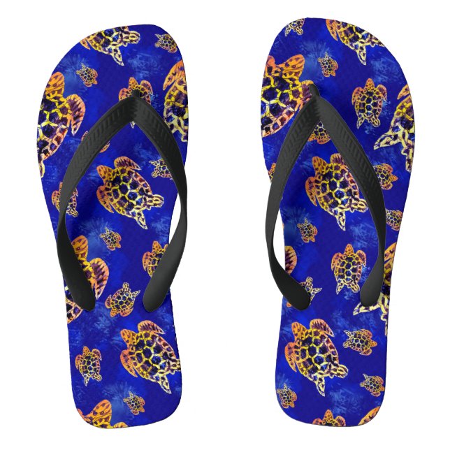 Sea Turtles Batik African Art Flip Flops (Fußbett)