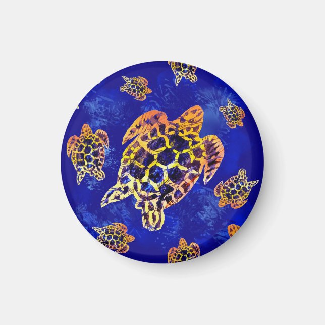 Sea Turtles Batik African Art Magnet (Vorne)