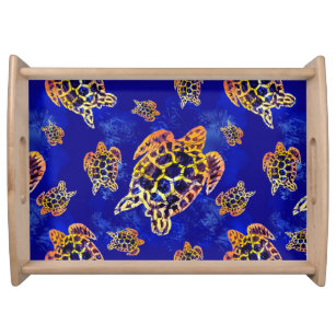 Sea Turtles Batik African Art Serviertablett