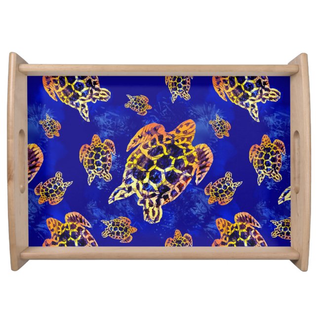 Sea Turtles Batik African Art Serviertablett (Vorderseite)