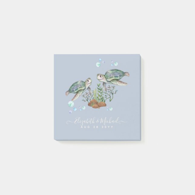 Sea Turtles Beach Hochzeit Post-it Klebezettel (Vorderseite)