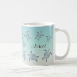 Sea Turtles Beach Style Monogram Coastal Kaffeetasse