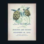 Sea Turtles Beach Tropical Save the Date Ankündigungspostkarte<br><div class="desc">Schildkrötenpaar Save the Date Postkarten</div>