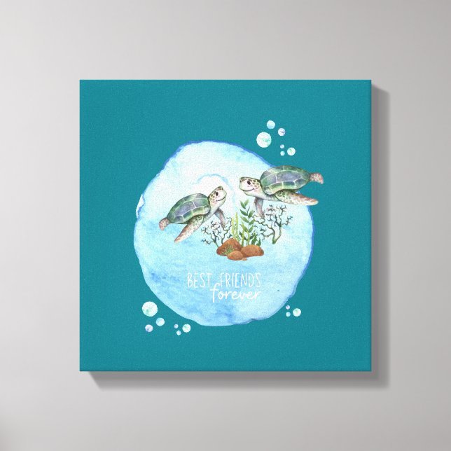 Sea Turtles Beste Freundinnen - Personalisierte Fr Leinwanddruck (Vorderseite)