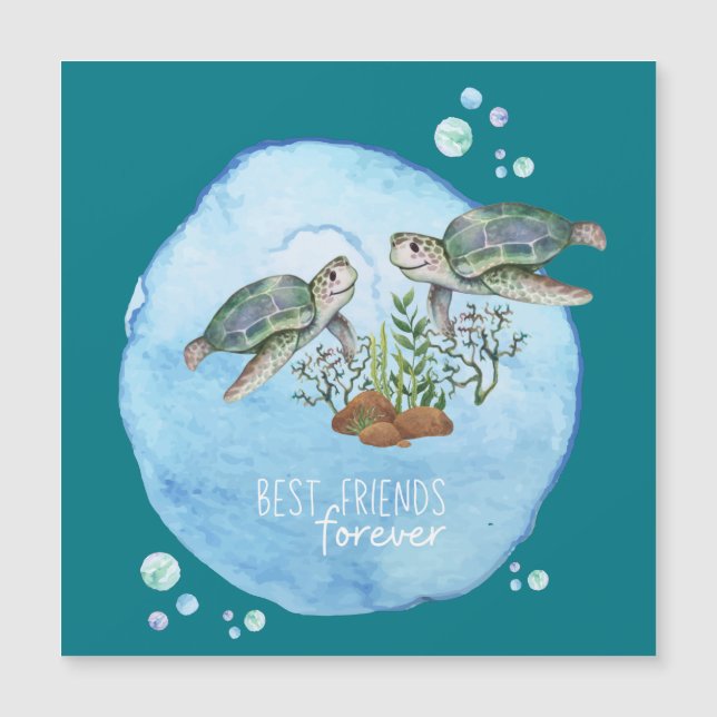 Sea Turtles Beste Freundinnen - Personalisierte Fr Magnetkarte (Vorderseite)