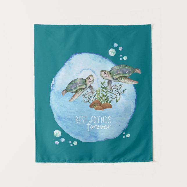 Sea Turtles Beste Freundinnen - Personalisierte Fr Wandteppich (Vorderseite)