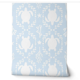 Sea Turtles Coastal White and Light Blue Tapete