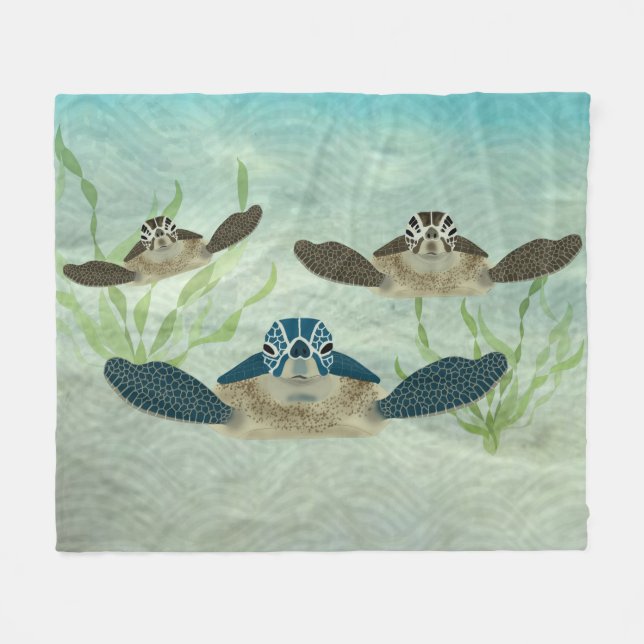 Sea Turtles Medium Fleece Blankon (Vorderseite (Horizontal))