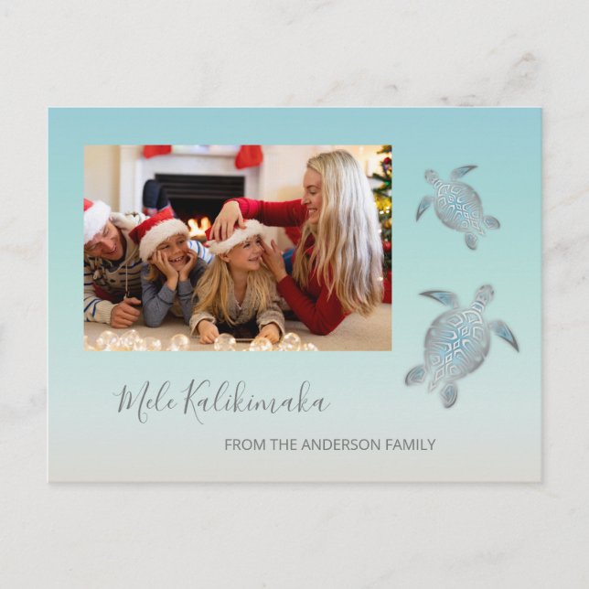 Sea Turtles Mele Kalikimaka Weihnachten | Name Postkarte (Vorderseite)