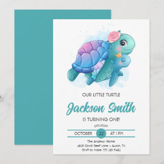 Sea Turtles Niedlich Kindergeburtstag Party Einladung