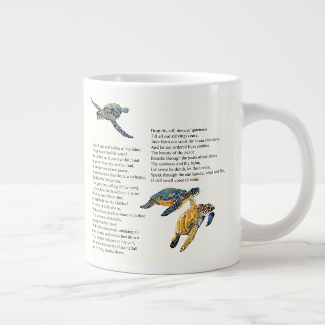 Sea Turtles Peace Gedicht Jumbo Tasse (Rechts)