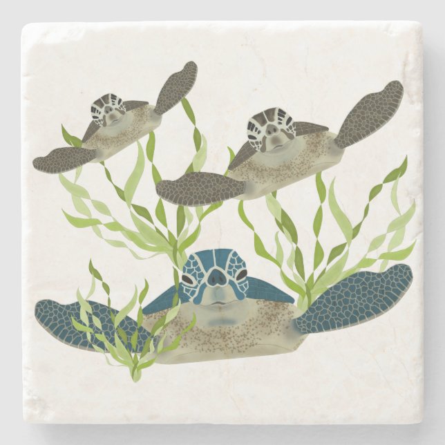 Sea Turtles Stone Untersetzer (Vorderseite)