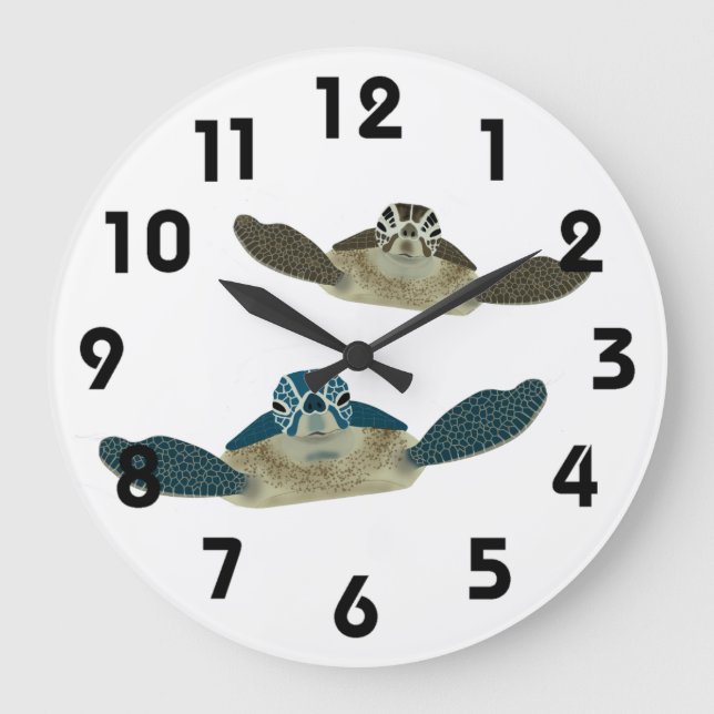 Sea Turtles Wall Clock Große Wanduhr (Vorderseite)