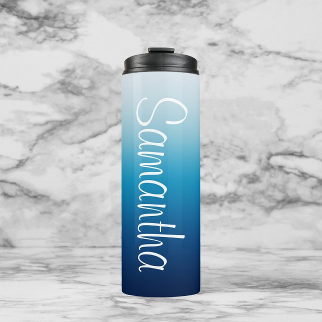 Sea und Sky Blue Ombre Personalisiert Thermosbecher (Von Creator hochgeladen)