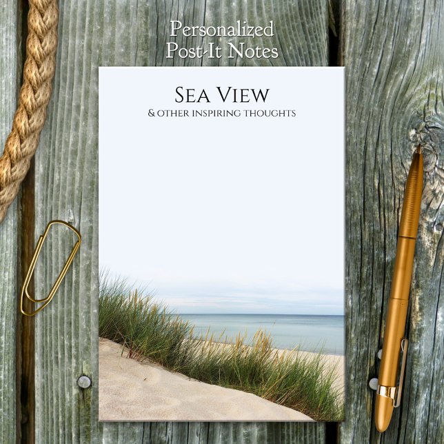 Sea View Beach Dunes Nachhinweise Post-it Klebezettel (Post it notes featuring an image of a coast with dunes. Beautiful for sea lovers.)