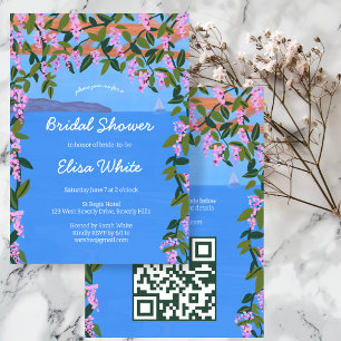 Sea View Wisteria Elegantes Brautparty CUSTOM QR Einladung