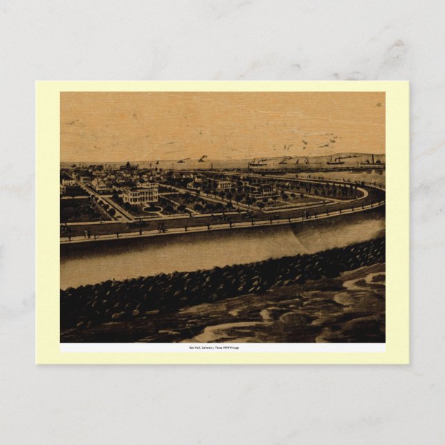 Sea Wall, Galveston, Texas 1909 Vintag Postkarte (Vorderseite)