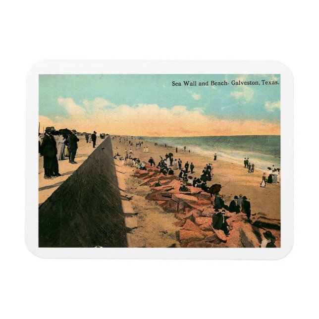Sea Wall, Galveston, Texas 1912 Vintag Magnet (Horizontal)