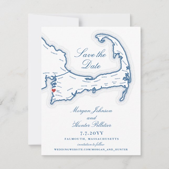 Sea Wappen Beach Hotel Falmouth Cape Cod Wedding Save The Date (Vorderseite)