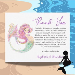 Sea Watercolor Meerjungfrau Party Babydusche Dankeskarte