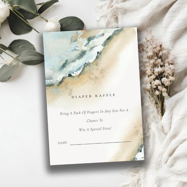 Sea Waves Sand Beach Diaper Raffle Baby Dusche Begleitkarte (Von Creator hochgeladen)