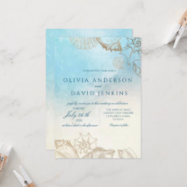 Sea Wedding Summer Blue Ocean Beach Hochzeit Einladung