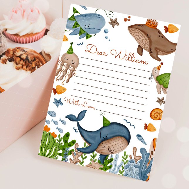 Sea Whale Birthday Time Capsule Message Card Einladung (Von Creator hochgeladen)