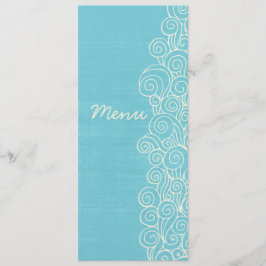 Sea Wirbel Blue & Creme Hochzeitsmenü Menükarte