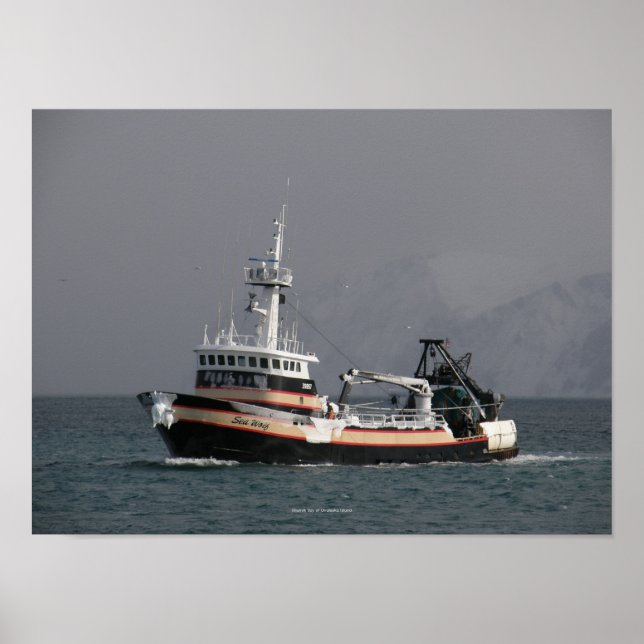 Sea Wolf, Fishing Trawler im niederländischen Hafe Poster (Vorne)