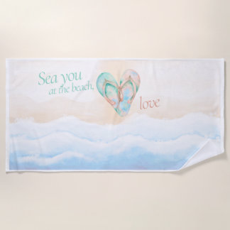 Sea You at the Beach Coastal Love Towel Strandtuch