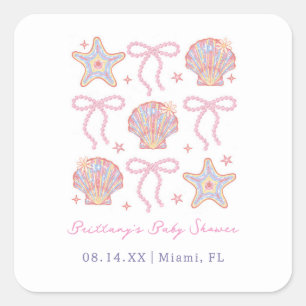 Sea you bald Baby Girl Coastal Babydusche Quadratischer Aufkleber