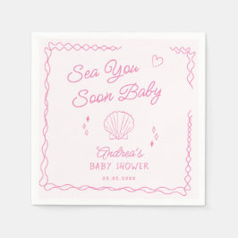 Sea You bald Hand Draw Ocean Seashell Baby Dusche Serviette