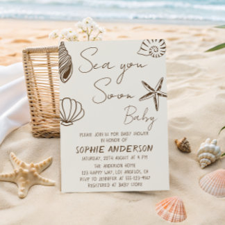 Sea You Soon Baby Boho Coastal Baby Shower  Einladung