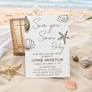 Sea You Soon Baby Boho Coastal Baby Shower  Einladung