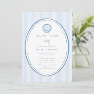 Sea You Soon Baby Coastal Blau Foto Baby Shower Einladung