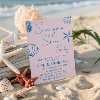 Sea You Soon Baby Coastal Seashell Baby Shower Einladung
