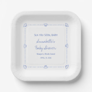 Sea You Soon Baby Handgezeichnete Muscheln Baby Sh Pappteller