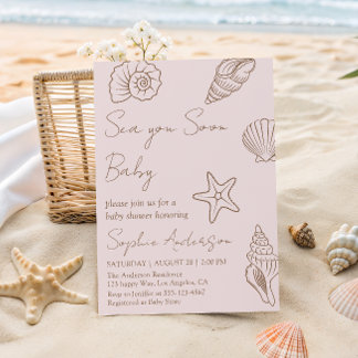 Sea You Soon Baby Küsten-Muschel-Baby-Party Einladung