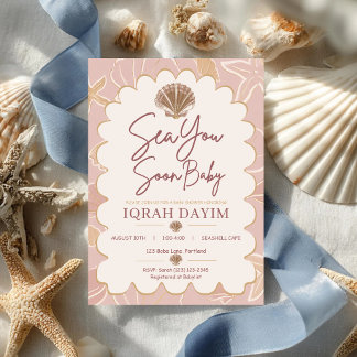 Sea You Soon Baby Küsten-Muschel-Baby-Party Einladung