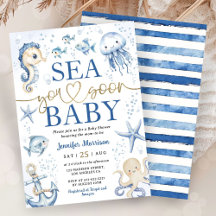 Sea You Soon Baby Shower Boy Navy Blue Ocean