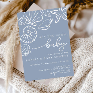 Sea you Soon Baby Shower Einladung, Seashell Baby Einladung