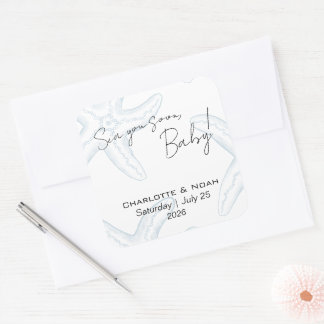 Sea You Soon Baby Shower Favor Quadratischer Aufkleber