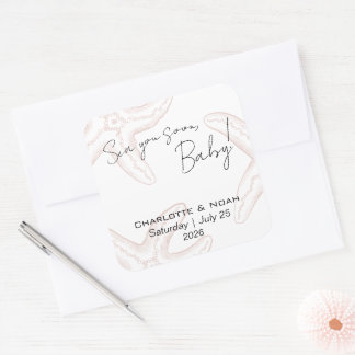 Sea You Soon Baby Shower Favor Quadratischer Aufkleber