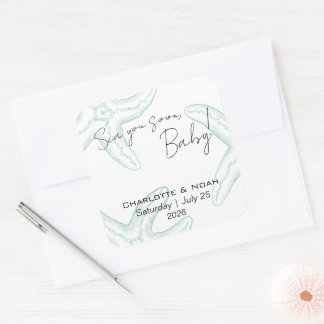 Sea You Soon Baby Shower Favor Quadratischer Aufkleber