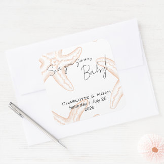 Sea You Soon Baby Shower Favor Quadratischer Aufkleber