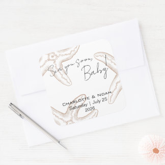 Sea You Soon Baby Shower Favor Quadratischer Aufkleber