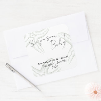 Sea You Soon Baby Shower Favor Quadratischer Aufkleber