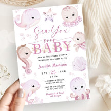 Sea You Soon Baby Shower Mädchen Ozean Tiere